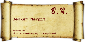 Benker Margit névjegykártya